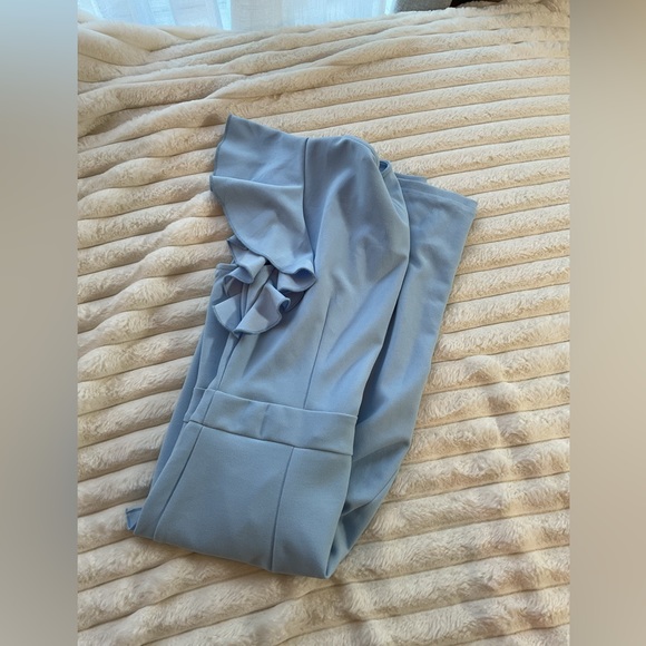 New Money RUFFLED BLUE PENCIL DRESS - Picture 4 of 15